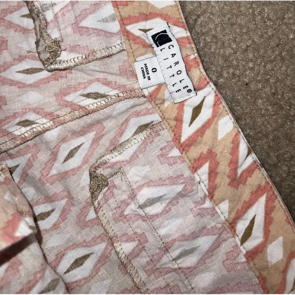 Carole Little Tan, Pink & White High Waist shorts size 0 - Picture 6 of 7